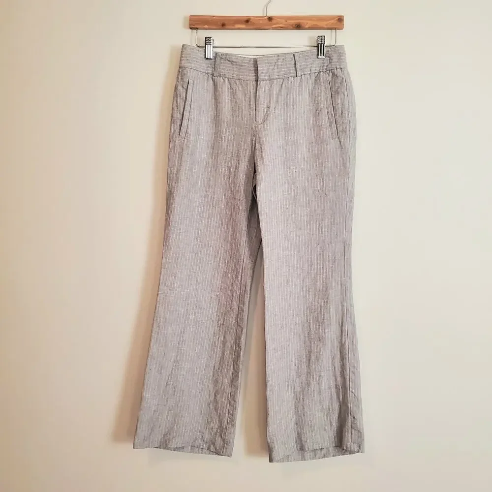 Banana Republic The Martin Fit Pinstriped Linen Trouser Gray 4P